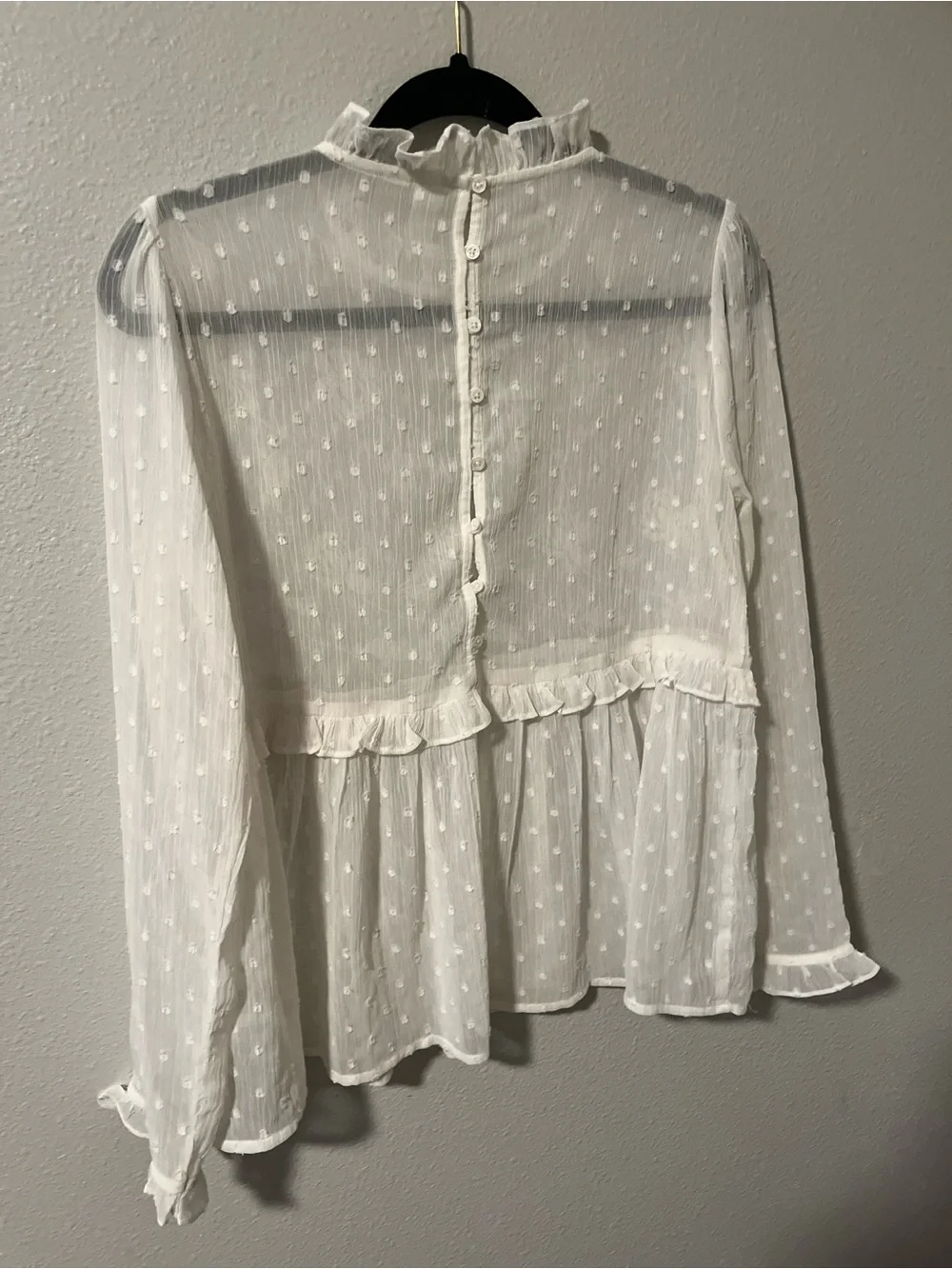 Free People sheer Delicate White Floral Lace Peplum Blouse top size 4/ small